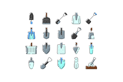 Shovels spades and trowels vector icon collection Product Image 1