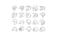Helmets headgear protection line art collection Product Image 1