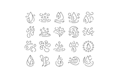 Water drop splash ripple icons set Product Image 1