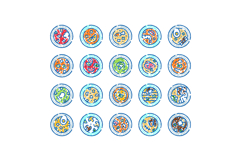 Pizza variety collection icons featuring different toppings Product Image 1