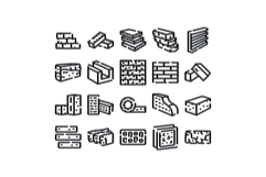 Building bricks and blocks construction materials line icons Product Image 1