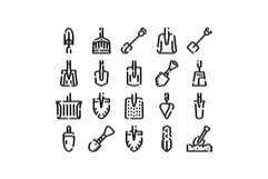 Gardening tools outline icons set, digging equipment collect Product Image 1