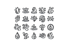 Water drop splash ripples and liquid icon set Product Image 1