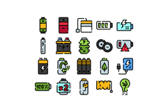 Battery energy power and electricity icons set Product Image 1