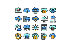 Cloud computing data storage network server technology icons Product Image 1
