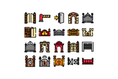 Gate and entrance icons set collection Product Image 1