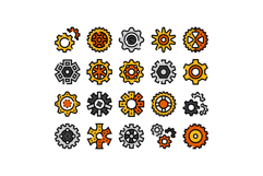 Gear cogs mechanical engineering industry technology icons Product Image 1