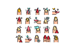 Manicure nail care extension treatment icon collection Product Image 1