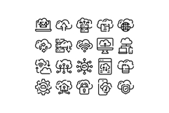 Cloud computing data storage network server technology icons Product Image 1