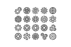 Gear wheel cog mechanic technology icons set Product Image 1