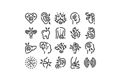 Body pain and ache glyph line icons collection Product Image 1