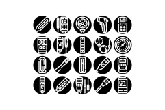 Temperature measurement tool thermometer device glyph icons Product Image 1