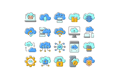 Cloud computing data storage network technology outline icon Product Image 1