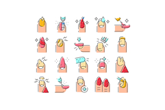 Manicure and pedicure nail care service icons set Product Image 1