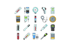 Measuring tools and different devices icons collection Product Image 1