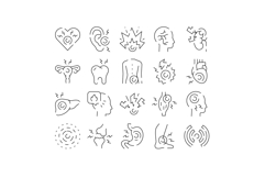 Human body internal organs pain line icons Product Image 1