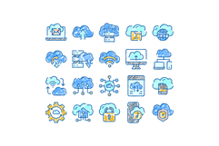 Cloud computing icons presenting data storage network Product Image 1