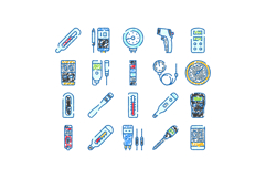 Medical devices and measuring tools doodle icons Product Image 1