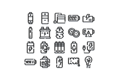 Battery energy power and electric charge icons Product Image 1