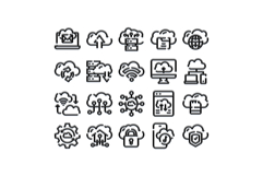 Cloud computing storing and transferring digital data icons Product Image 1