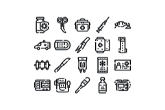 First aid and emergency medical care equipment icons Product Image 1