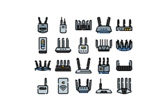 Computer router and modem devices collection icons Product Image 1