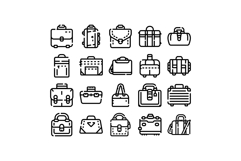 Line art icon set of various bags and luggage Product Image 1