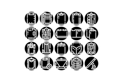 Clipboard and document management glyph icons creating set Product Image 1