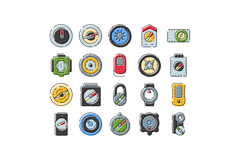 Compasses and navigation tools flat vector icons set Product Image 1