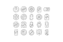 Compasses and navigation tools line icons collection Product Image 1