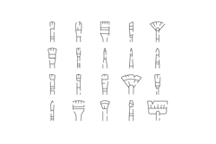 Artist paint brush drawing line icons set Product Image 1