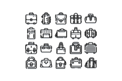 Traveling luggage and briefcases accessories black line icon Product Image 1