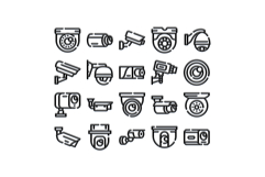 Security camera surveillance system icons set Product Image 1