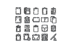 Clipboard and document icon set illustrating tasks Product Image 1