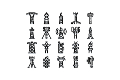 Power line transmission towers and cellular network icons Product Image 1