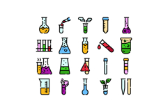 Chemistry laboratory research experiment glassware icons Product Image 1
