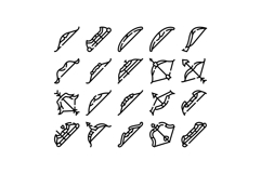 Archery bow and arrow outline icons collection Product Image 1