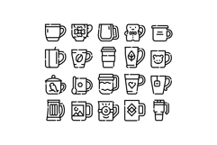 Coffee tea drink mug beverage icon set Product Image 1