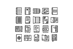 Collection of diary journal notebook planner paper icons Product Image 1