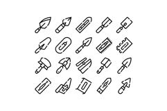 Masonry and plastering construction trowel outline icons Product Image 1
