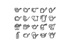 Watering can and plant care line icons Product Image 1