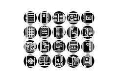 Notebook journal diary planner glyphs icons set Product Image 1