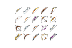 Archery bows and arrows collection icon set Product Image 1