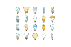Different types of light bulbs and lamps illustrating illumi Product Image 1