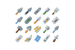 Construction tools collection including various trowels and Product Image 1