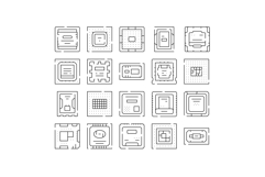 Microchip processor computer hardware components line icons Product Image 1
