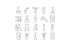 Laboratory glassware outline icons set for chemistry researc Product Image 1