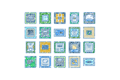 Computer microchip processors sketch drawing collection Product Image 1