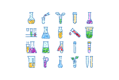 Scientific laboratory glassware icons for chemical research Product Image 1