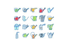 Watering cans collection hand drawn scribble style icons Product Image 1